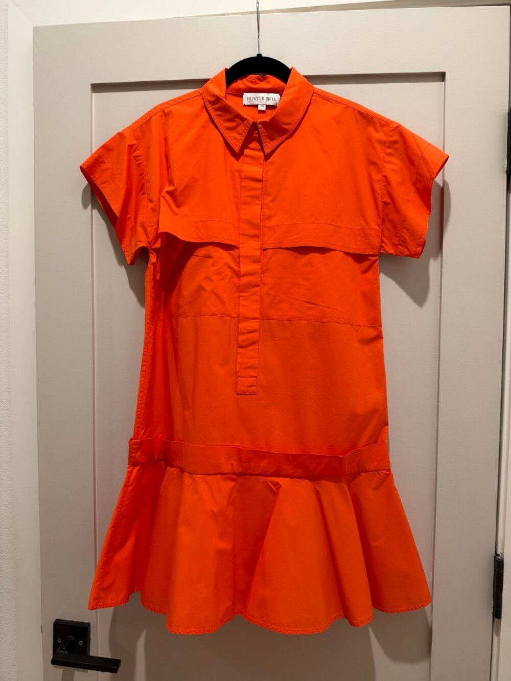 Hunter Bell Orange Shirt Dress, Size XS, Flared Hem